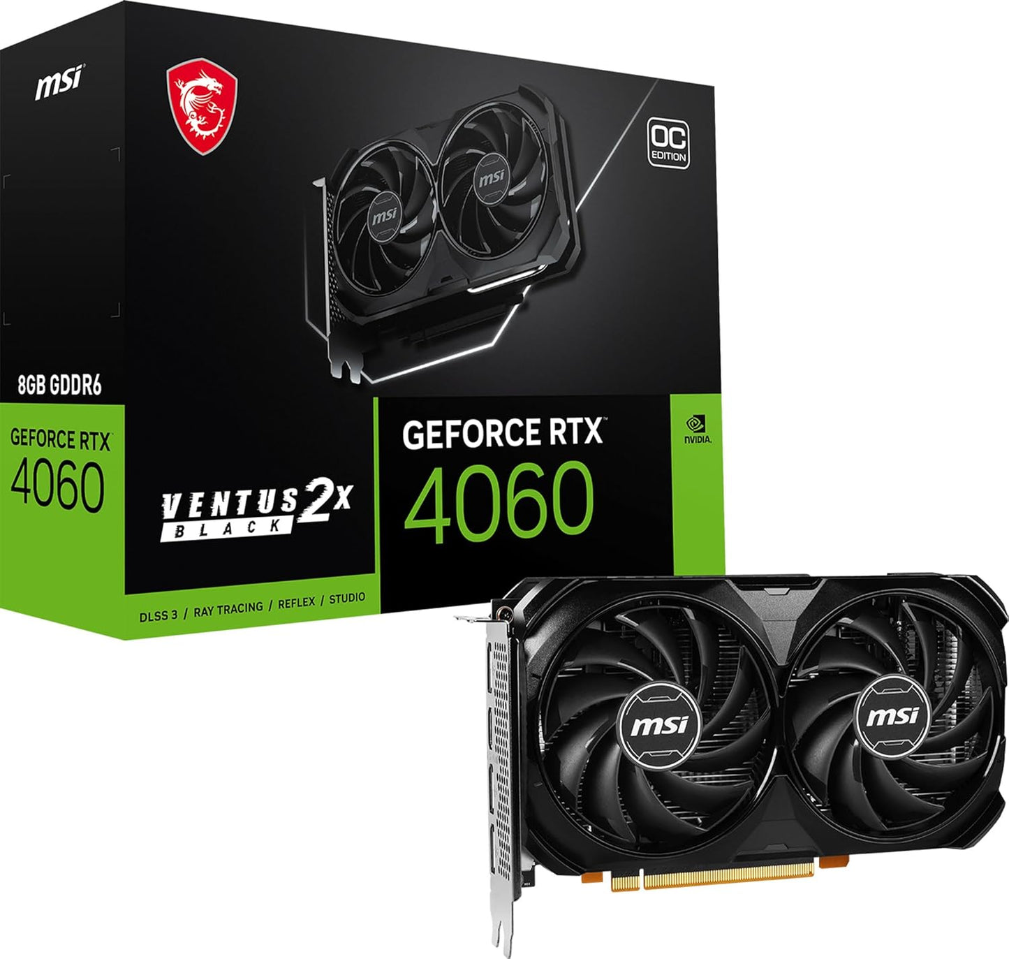 MSI RTX 4060 VENTUS 2X BLACK OC Gaming Graphics Card