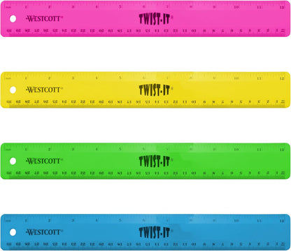 Westcott 16292 12" Twist It Flexible Ruler - Assorted Colors