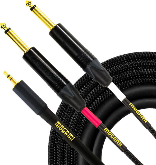 Mogami Gold Adapter Cable 3.5mm TRS to Dual 1/4" TS 6ft