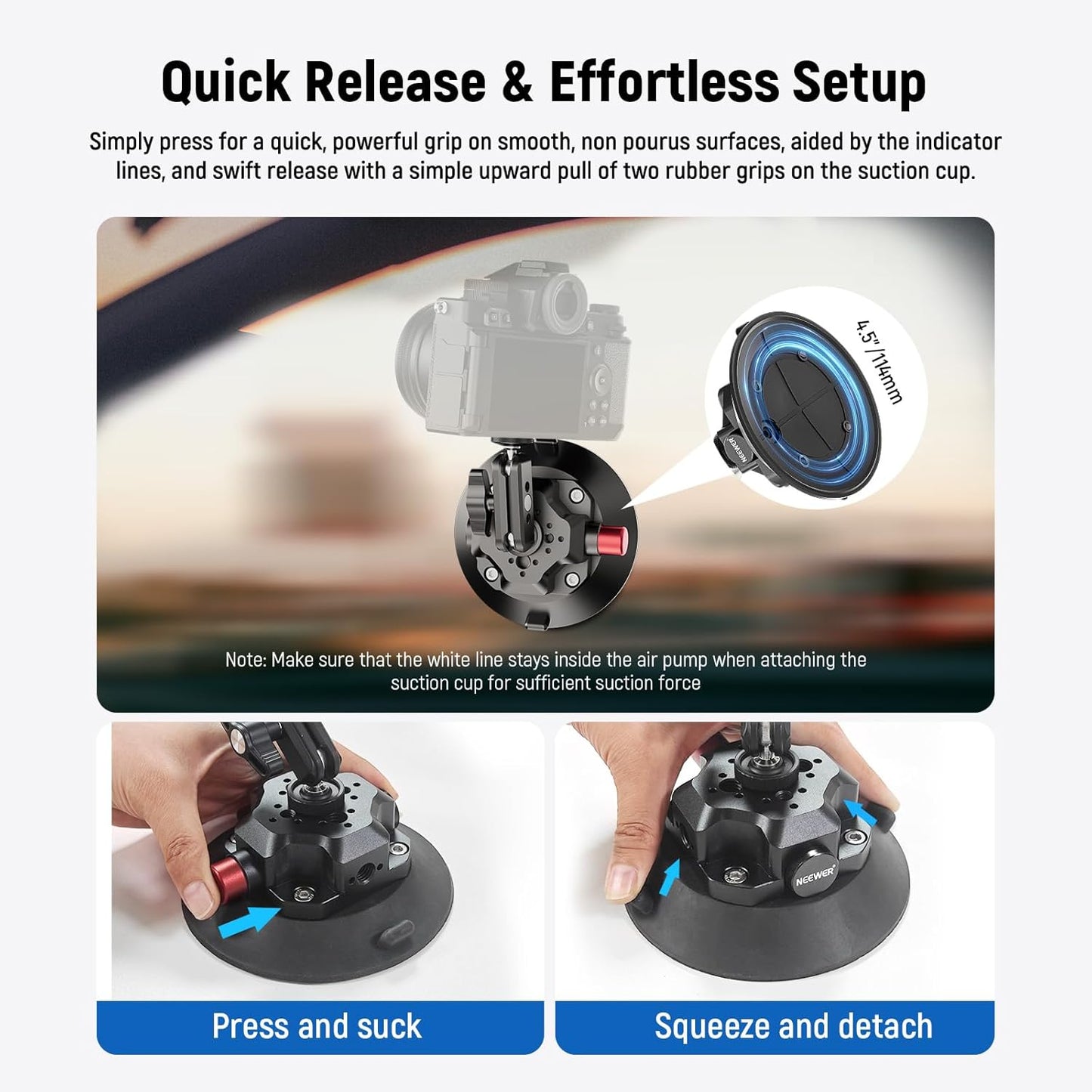 Neewer 10104419 4.5" Suction Cup Camera Mount