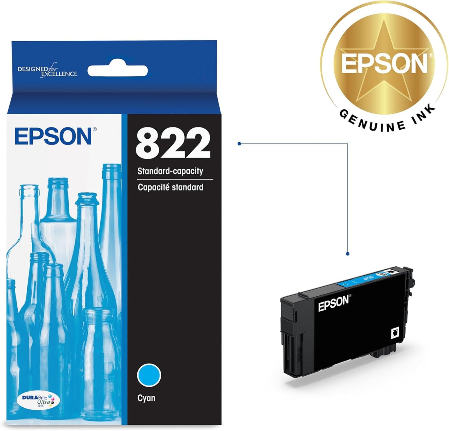 Epson T822220-S 822 Cyan Standard Capacity Ink Cartridge