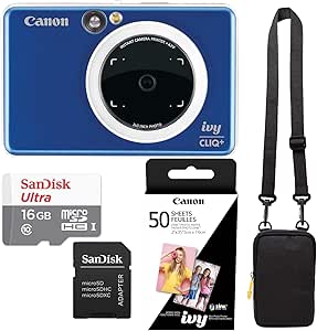 Canon Ivy Cliq+ Instant Camera Printer Bundle Blue