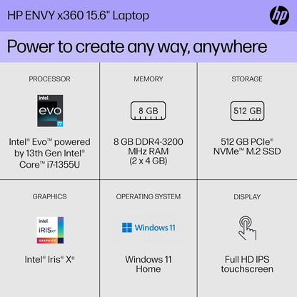 HP ENVY x360 15" Touch Laptop i7-1355U 512GB SSD