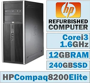 HP Compaq 8200 Elite i3 Desktop PC 12GB 240GB SSD