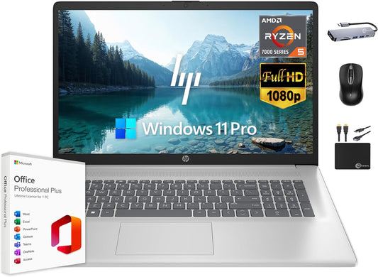 HP 2025 Flagship 17 Ryzen 5 Laptop - 1.5TB Storage