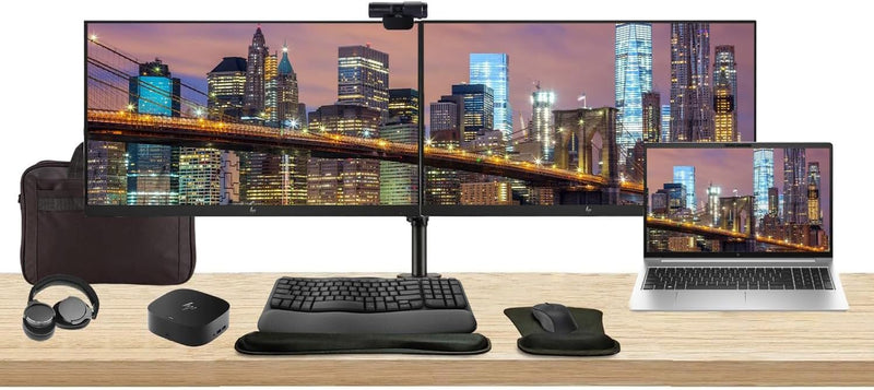 HP 455 G10 ProBook Ryzen 5 Laptop Bundle Dual Monitor — main product image