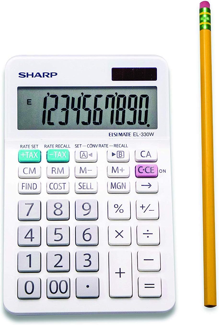 Sharp EL-330WB Basic Desktop Calculator, Solar Battery - 5 Pack