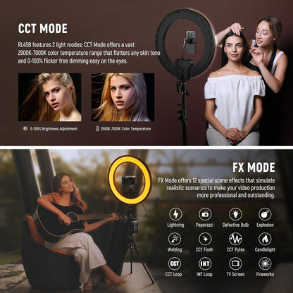 Neewer RL45B 18" Edge Lit Dimmable Ring Light Kit
