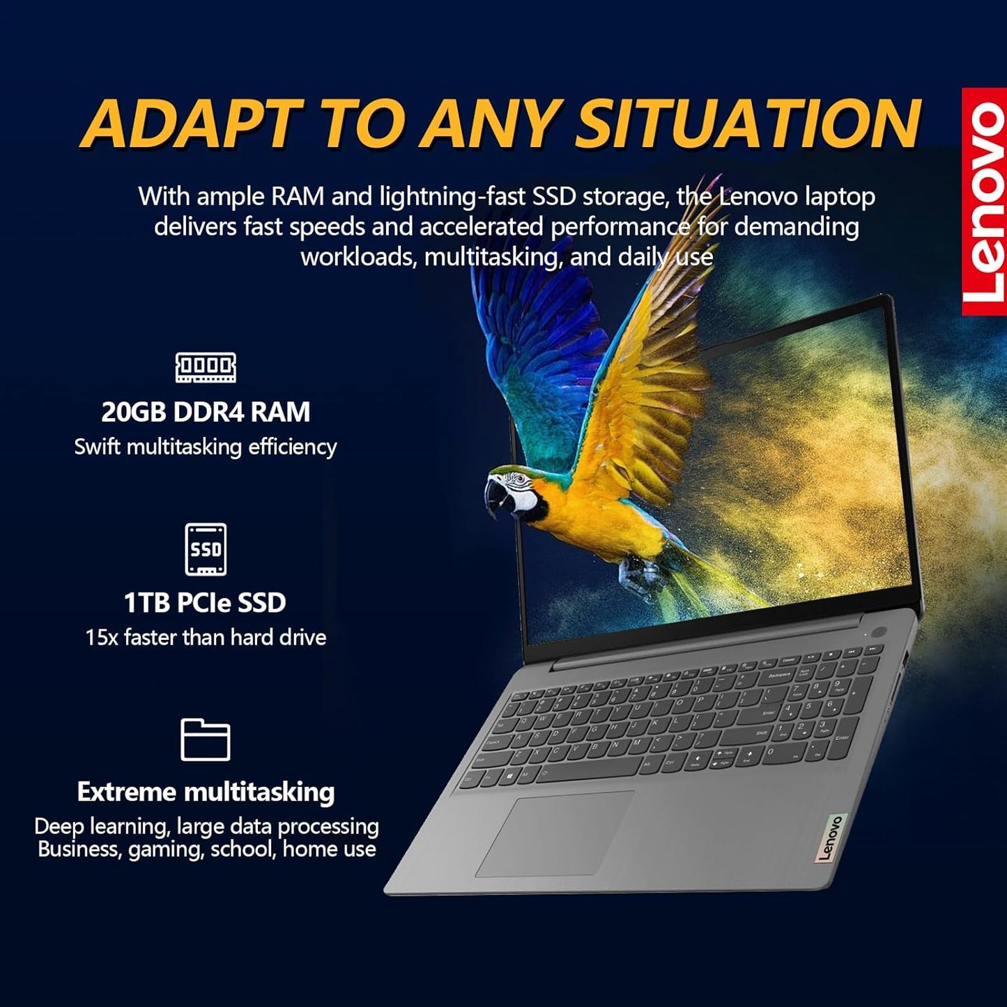 Lenovo IdeaPad 3 Laptop 15.6 FHD IPS Touchscreen Notebook