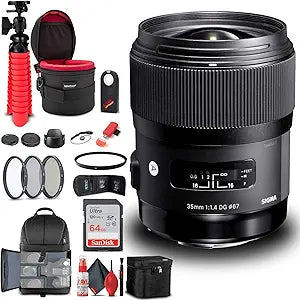 Sigma 340306 35mm f/1.4 DG HSM Art Lens Nikon Bundle