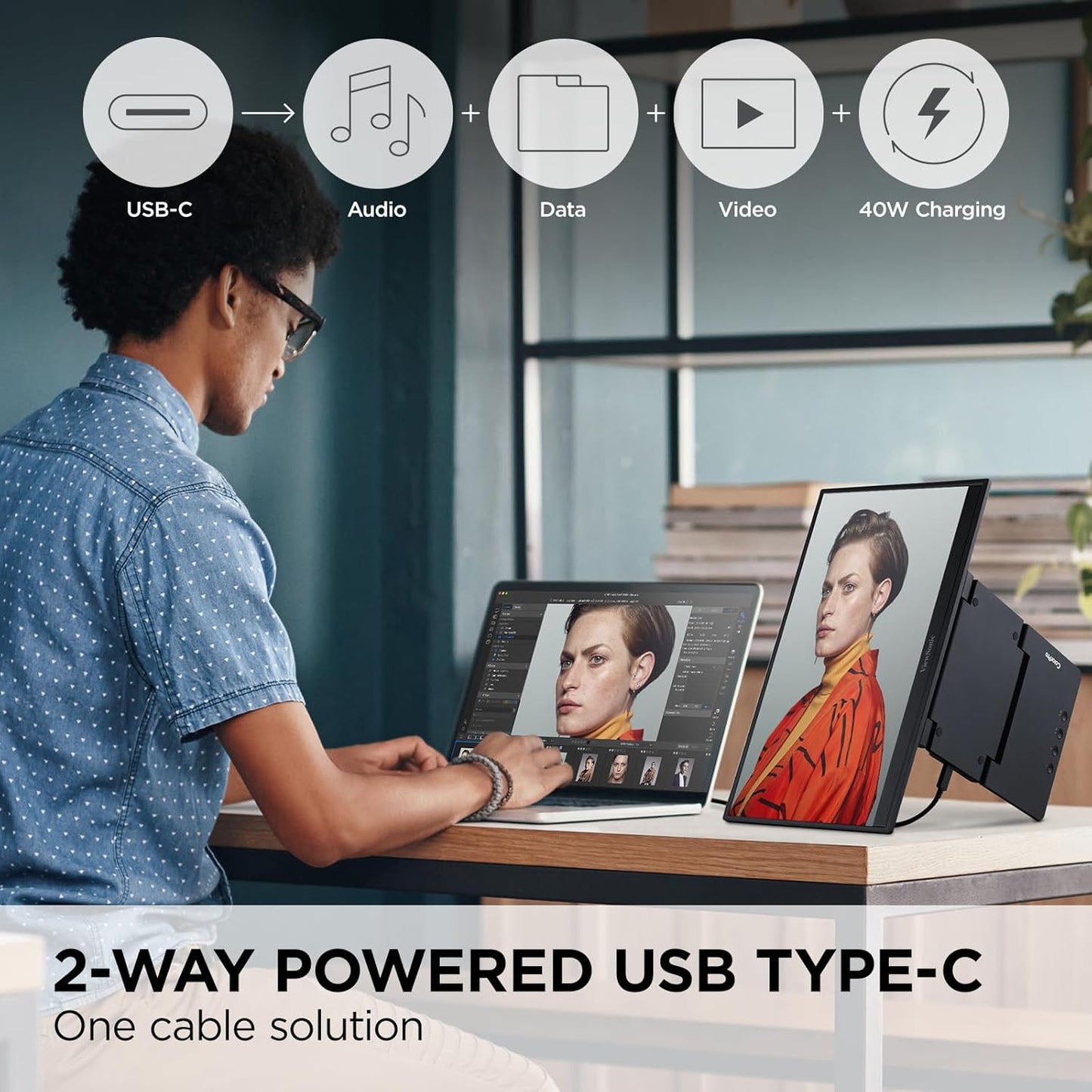 ViewSonic VP1656 15.6 Inch Portable Monitor IPS USB-C