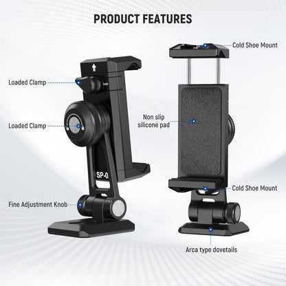 Neewer SP-02 Phone Tripod Mount: 360° Swivel, Arca Base