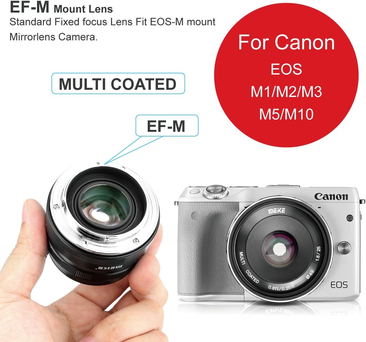 Meike 8595755157 25mm F1.8 Manual Lens for Canon EOS-M