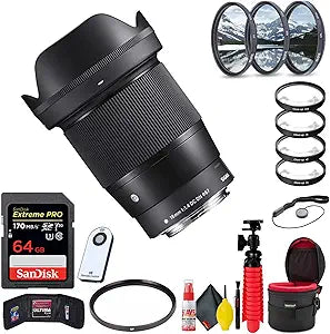 Sigma 402965 16mm f/1.4 DC DN Sony E Lens Bundle