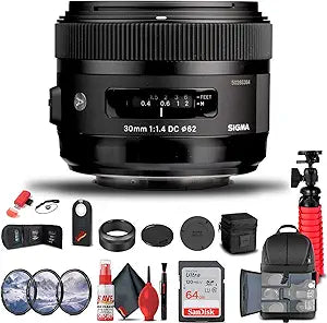 Sigma 301205 30mm f/1.4 DC HSM Sony A Lens Bundle