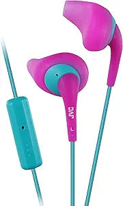JVC HAENR15P Gumy Sport Pink Green Earbuds — main product image