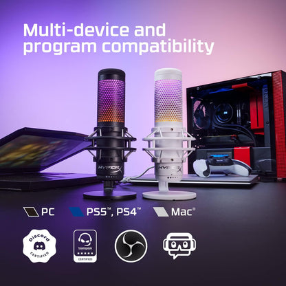 HyperX 519P0AA QuadCast S RGB USB Microphone - White
