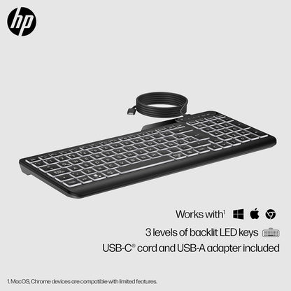 HP 7N7C0AA#ABA 400 Backlit Wired Keyboard - USB-C