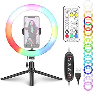 Neewer 10098022 RGB Ring Light Kit - Tripod Phone Holder