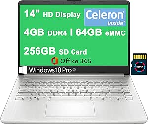 HP HP Steam 14 Laptop - Celeron, 4GB, 64GB eMMC + 256GB SD