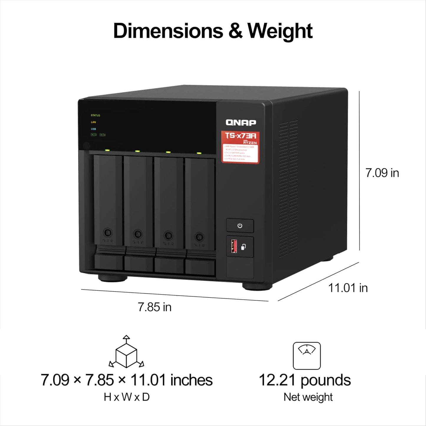 QNAP TS-473A-SW5T-US 4-Bay NAS + 2.5GbE Switch