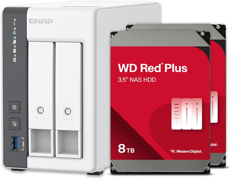 QNAP TS-216G-US 2-Bay 2.5GbE NAS 8TB WD Red Bundle — main product image