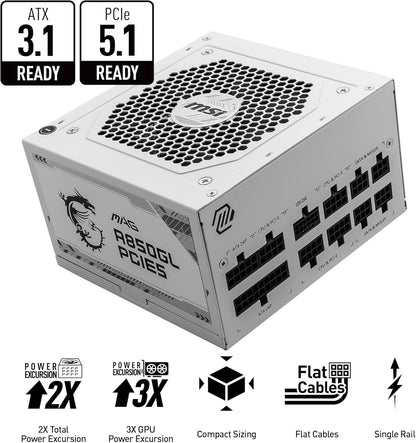 MSI MAGA850GLPCIE5WT A850GL PCIE5 White 850W PSU