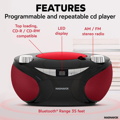Magnavox MD6949 Portable CD Boombox with Bluetooth