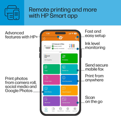 HP DJ 2755e DeskJet Printer: Wireless, Color, Instant Ink