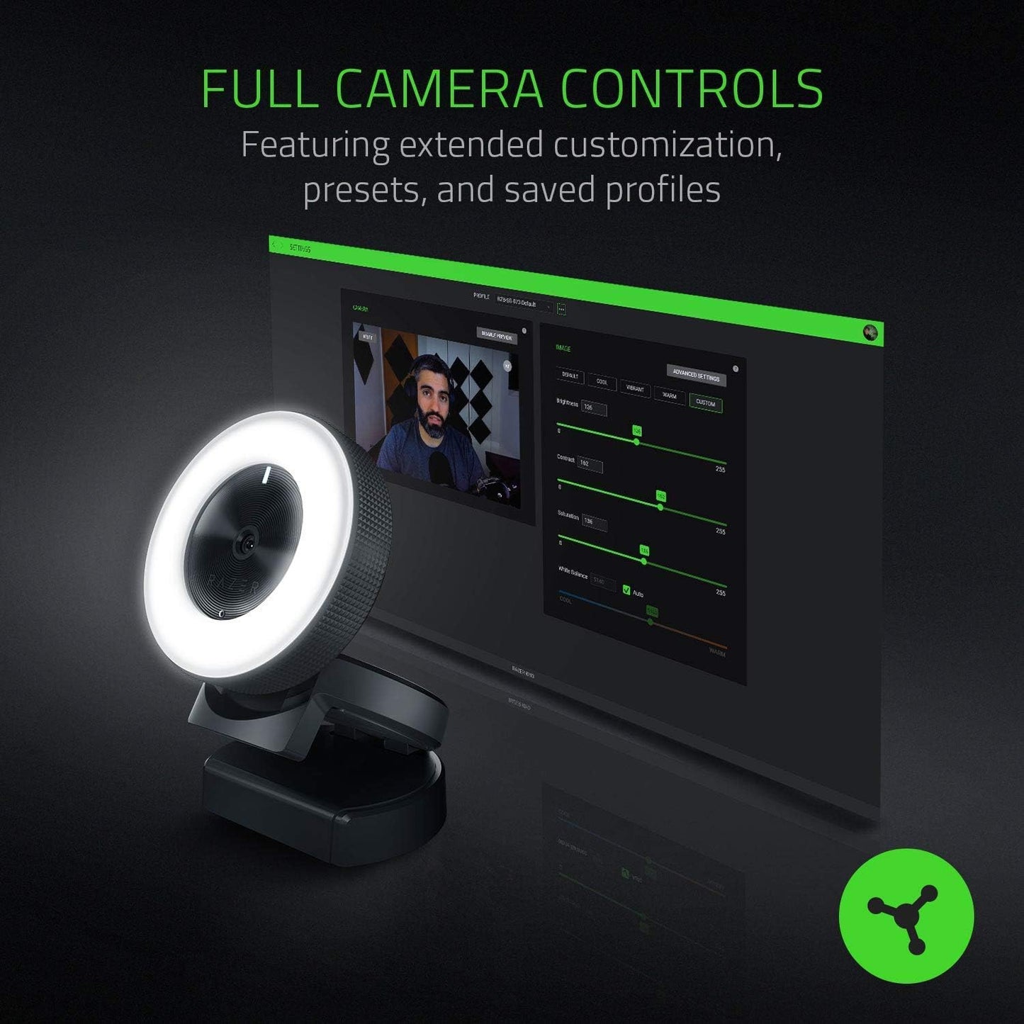 Razer RZ.AC.KR.01.RT Kiyo 1080p Streaming Webcam with Light