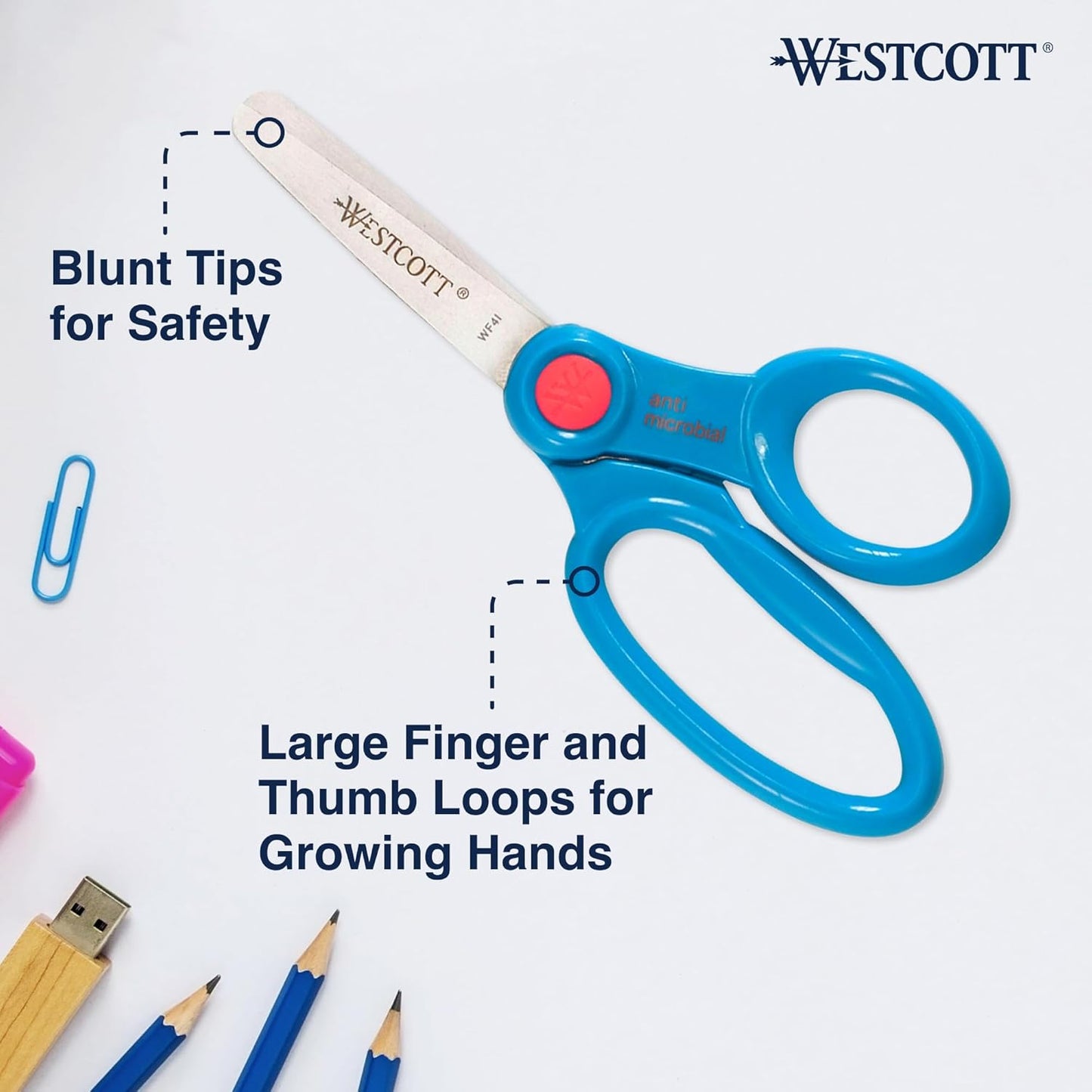 Westcott 14871 Kids Scissors, 5-Inch Blunt Tip, 12-Pack