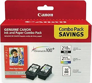 Canon 2973B004 PG-210 XL/CL-211 XL Ink & Photo Paper Combo