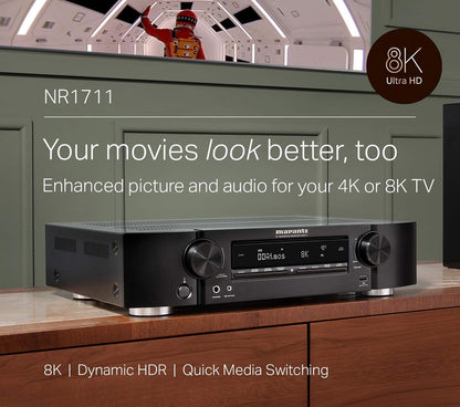Marantz NR1711 Slim 7.2 Channel 8K AV Receiver - Renewed