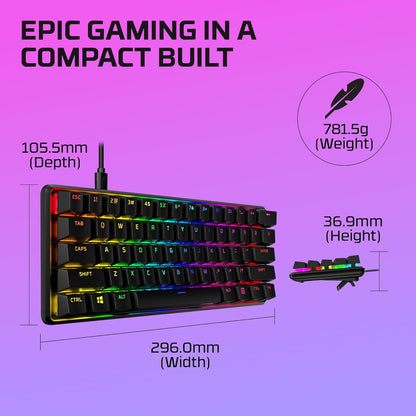 HyperX 56R61AA#ABA Alloy Origins 60% Aqua Switch Keyboard