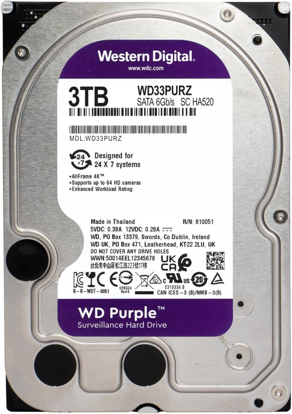 Western Digital WD33PURZ-SPBWPY0 3TB Purple Surveillance HDD