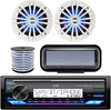 JVC KDX33MBS Marine Bluetooth Radio LED Speakers Bundle