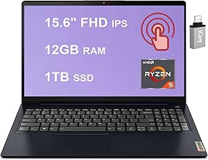 Lenovo Ideapad 3 15" FHD Touch Laptop Ryzen 5, 12GB, 1TB SSD, Win10Pro