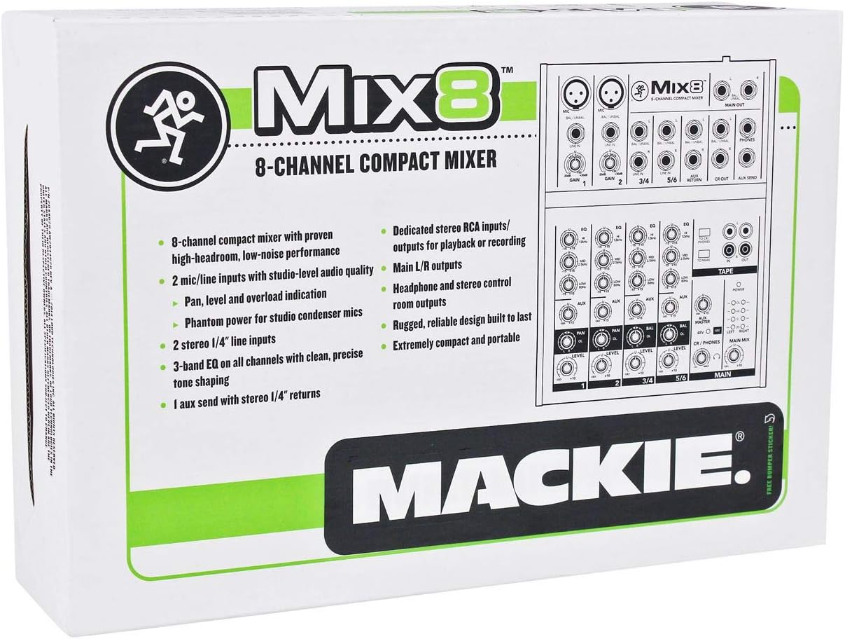 Mackie MIX8+(2)RCXFM20E-B 8-Channel Mixer Bundle