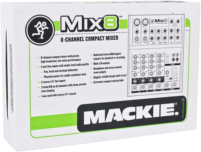 Mackie MIX8+(2)RCXFM20E-B 8-Channel Mixer Bundle