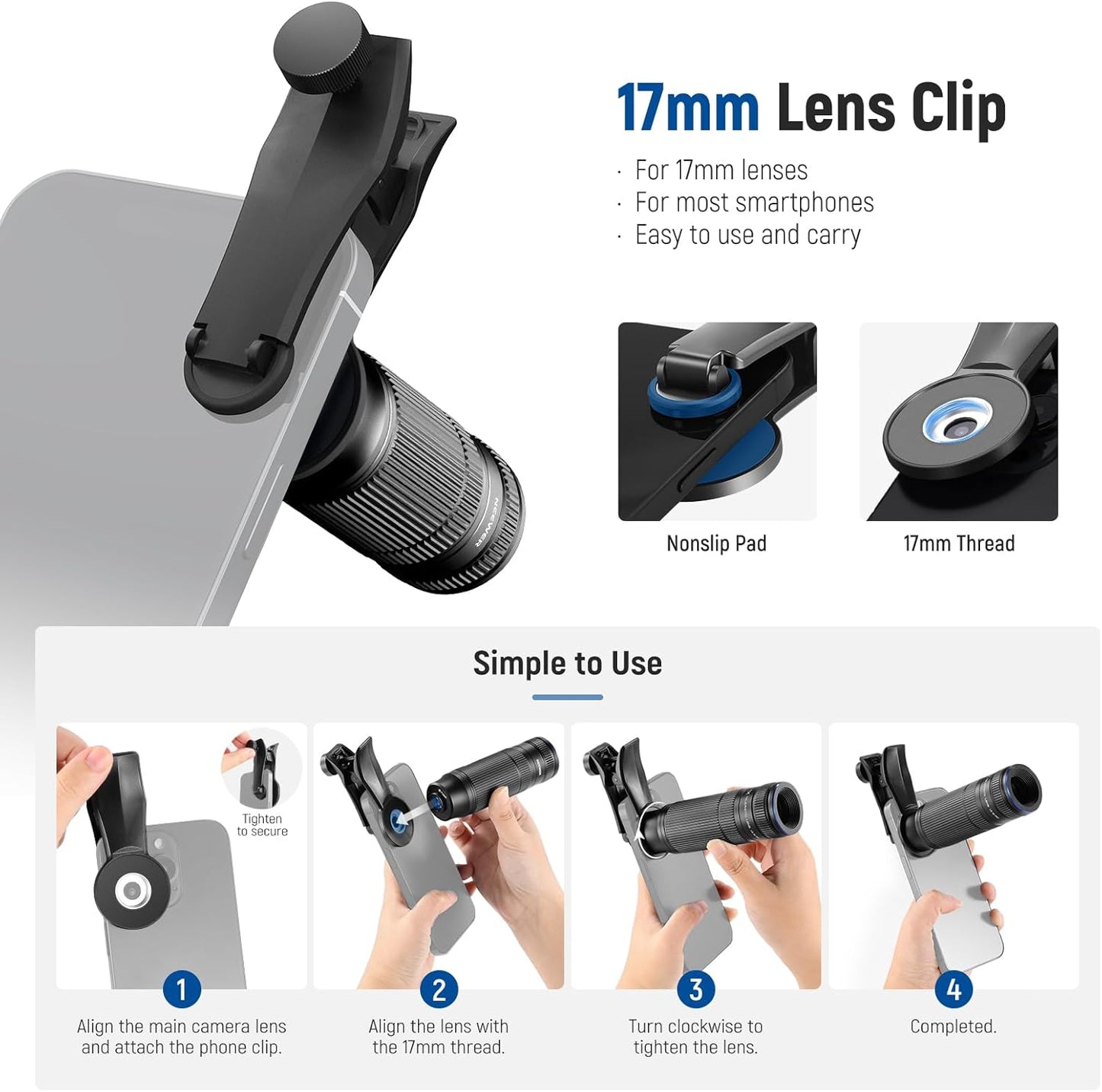 Neewer 10104550 7X Telephoto Phone Lens 17mm Thread