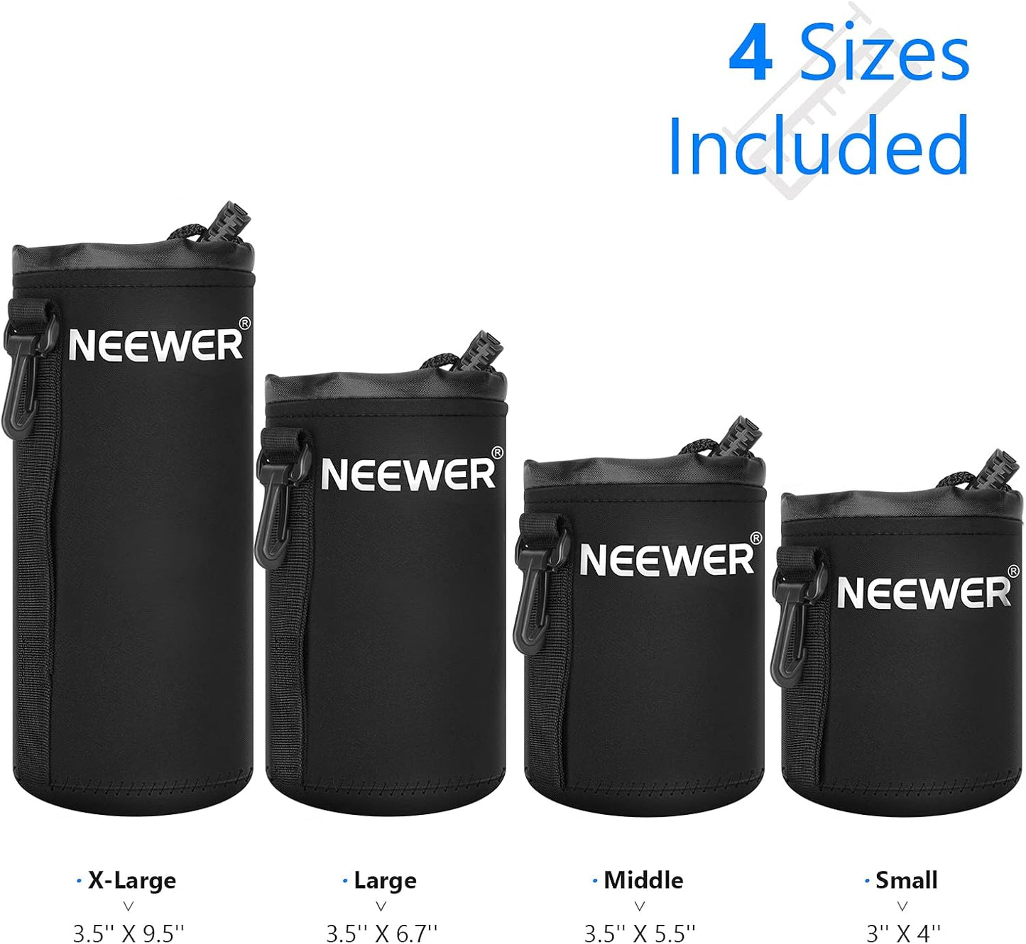 Neewer 90079322 4X DSLR Camera Lens Case Pouch Set