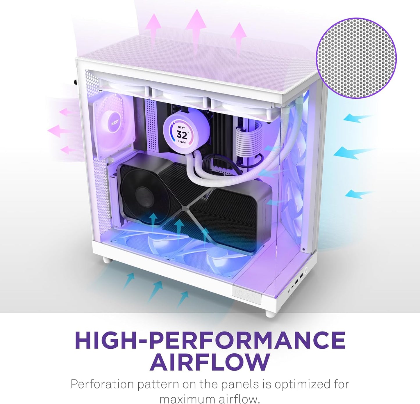 NZXT CC-H61FW-R1 H6 Flow RGB Mid-Tower Case White