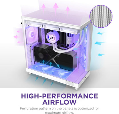 NZXT CC-H61FW-R1 H6 Flow RGB Mid-Tower Case White