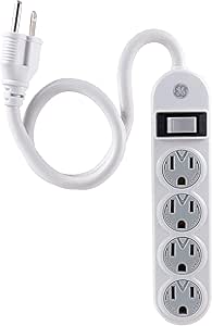GE 47888 4-Outlet Power Strip with Safety Covers