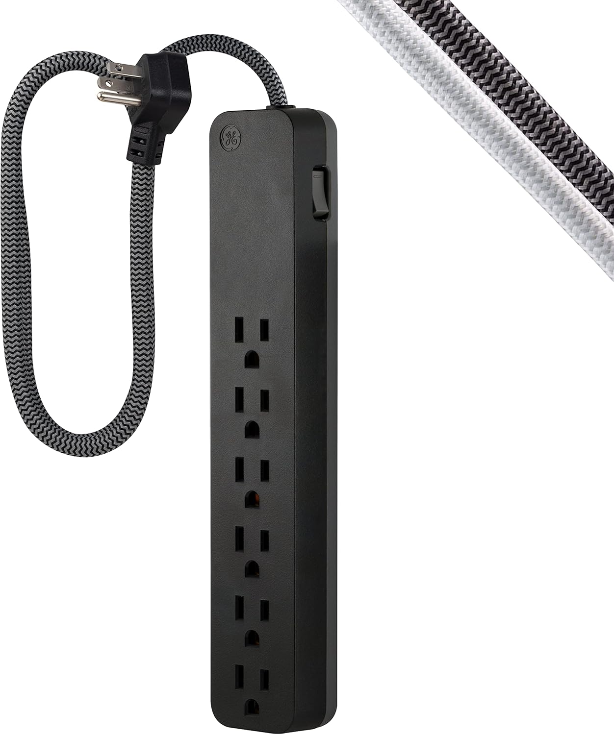 GE 62690 6-Outlet Surge Protector 3 Ft Braided Cord