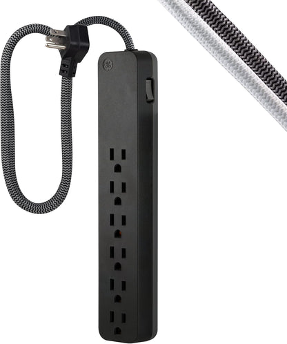 GE 62690 6-Outlet Surge Protector 3 Ft Braided Cord