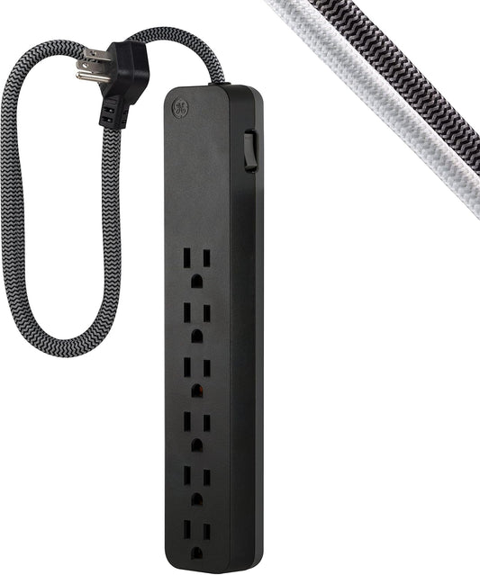 GE 62690 6-Outlet Surge Protector 3 Ft Braided Cord