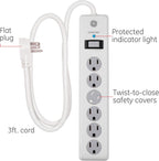 GE 54634 6-Outlet Surge Protector Power Strip 2-Pack