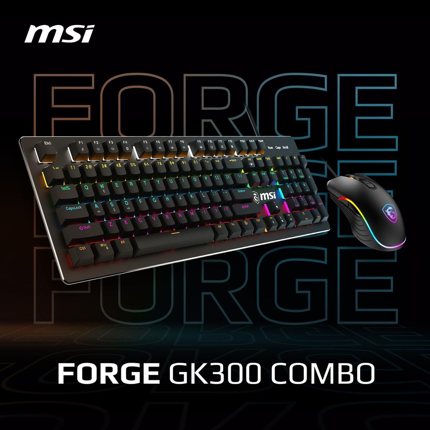 MSI Forge GK300 Combo Blue Gaming Keyboard Mouse