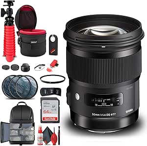 Sigma 311306 50mm f/1.4 DG HSM Art Lens Nikon Bundle